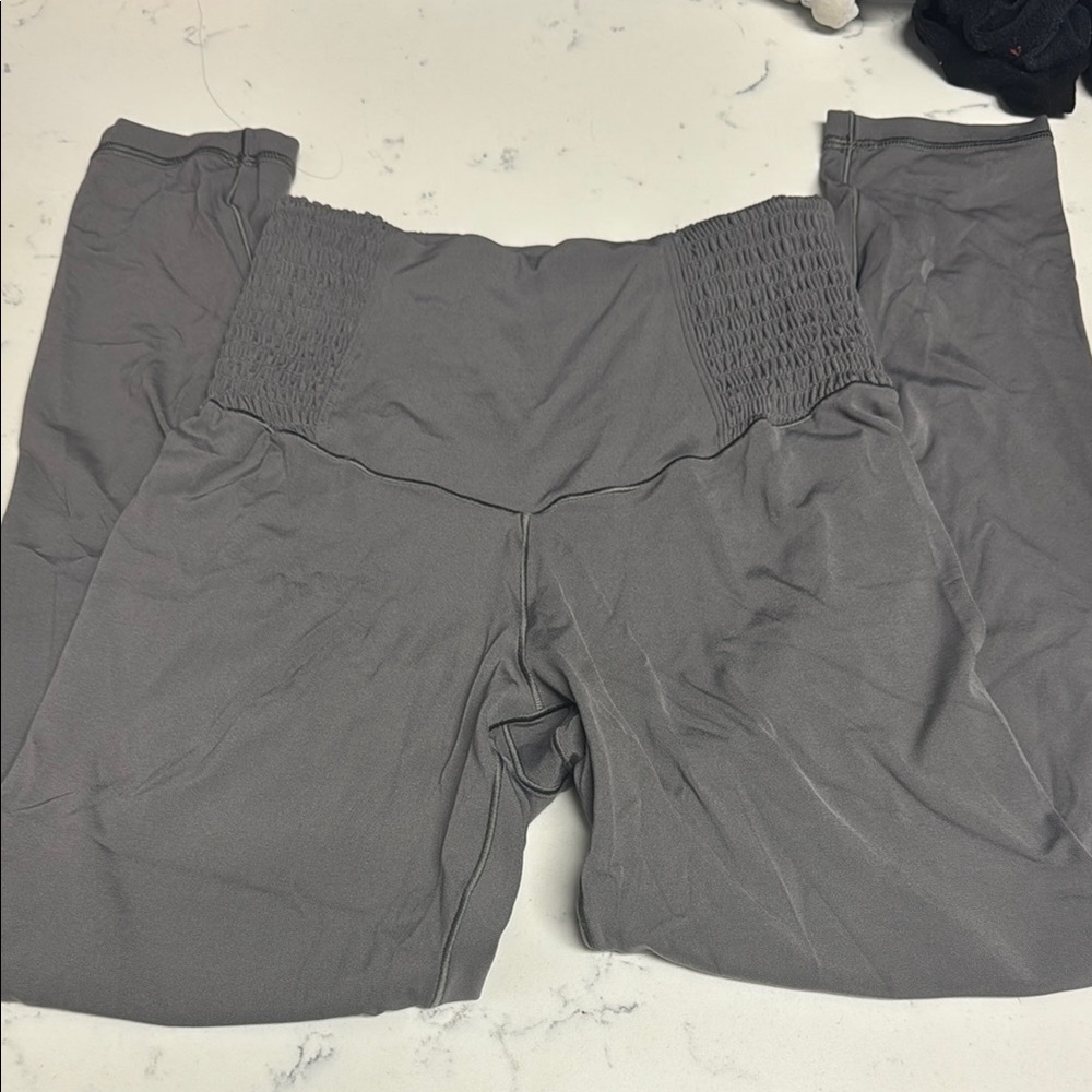 Aerie Gray Smocked Waist Pants
